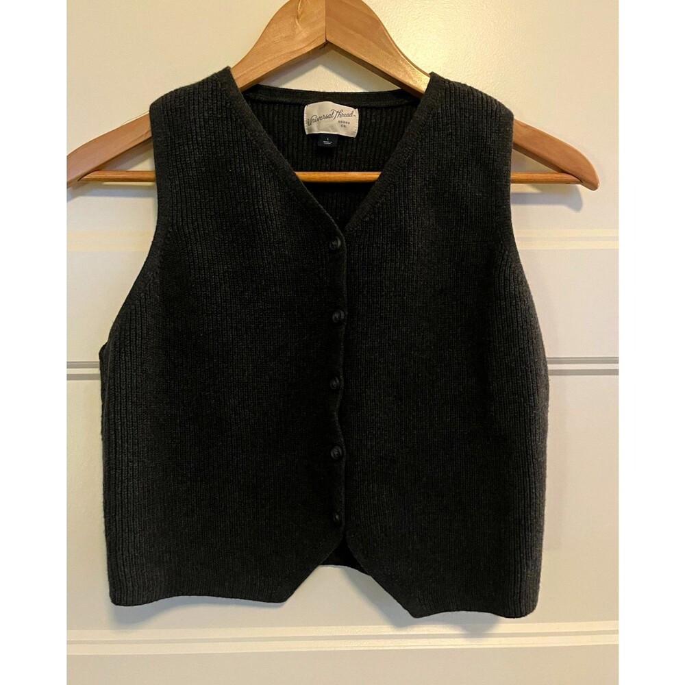 Universal Thread Women’s Button-Front Sweater Vest Black Size L